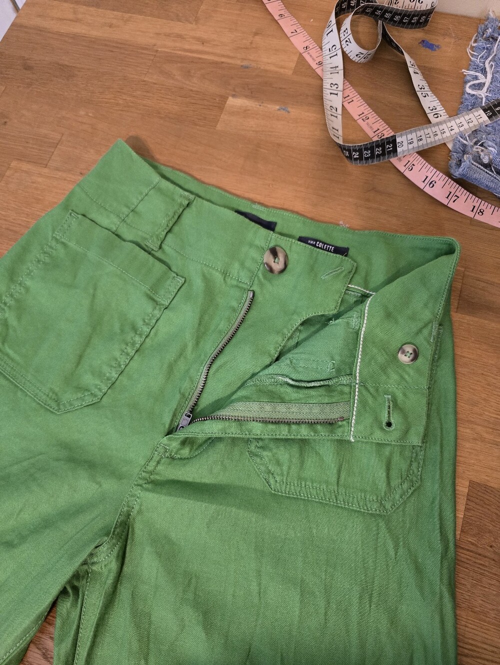 Maeve Colette Ramie Stretch High-Rise Wide-Leg Pants 2 Green - Picture 9 of 12